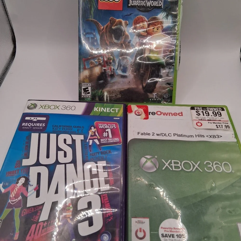 3 XBOX 360 GAMES JURASSIC/STAR WARS3/JUST DANCE3